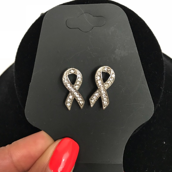 Jewelry - Silvertone Sparkle Awareness Earrings
